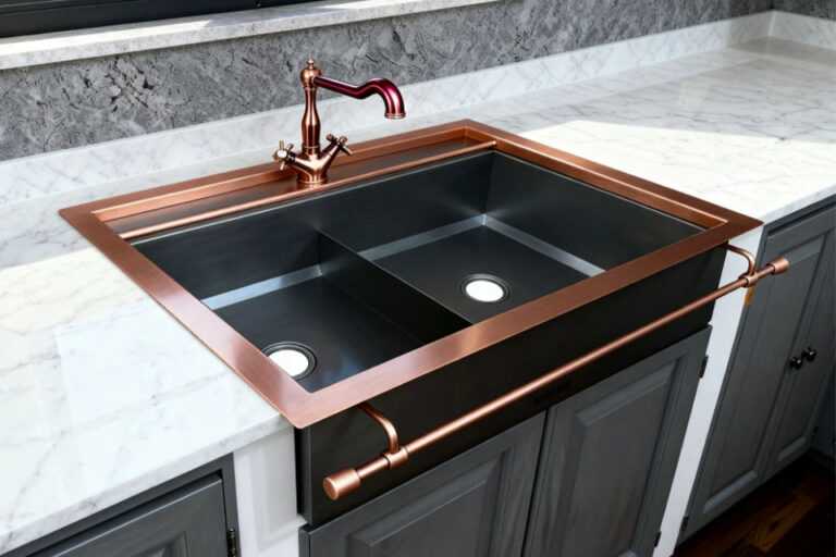 Double Bowl Custom Copper Stainless Basin