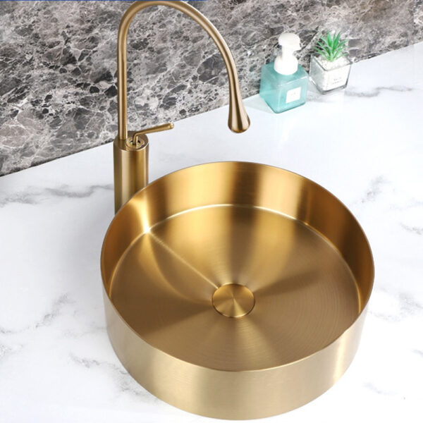Golden Stainless Steel Countertop Bathroom Sink Golden Stainless Steel Countertop Bathroom Sink