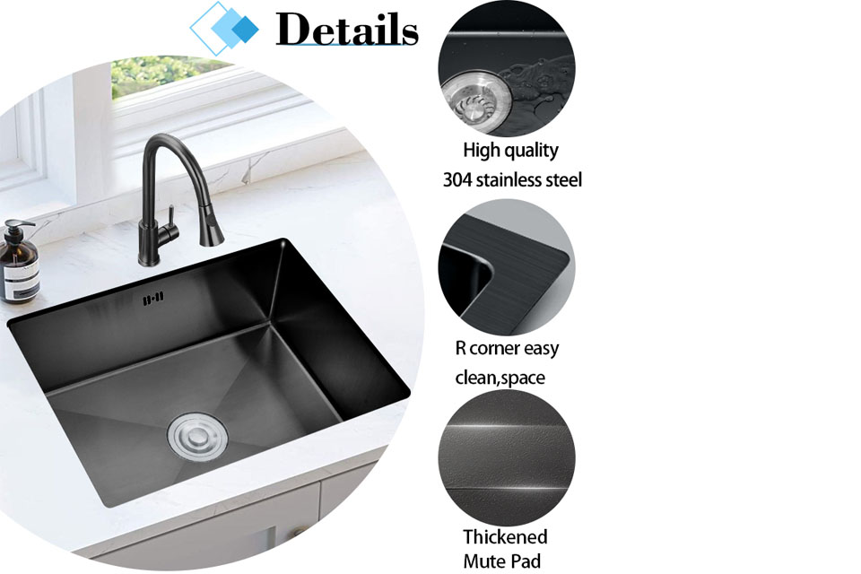 Handmade Black Single Bowl Kitchen Sink