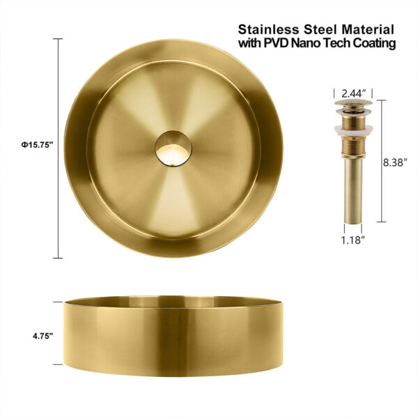 Stainless Steel Countertop Bathroom Vessel Sink