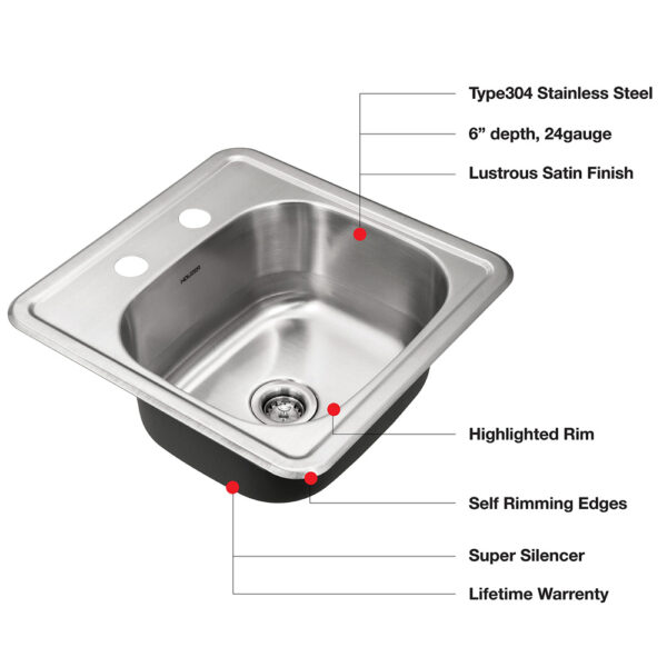 Stainless Steel Hospitality Topmount Bar Sink